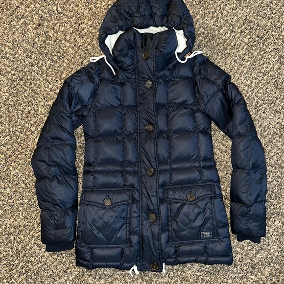 Abercrombie & Fitch women’s Dark Blue Puffer Coat XS - Picture 1 of 8